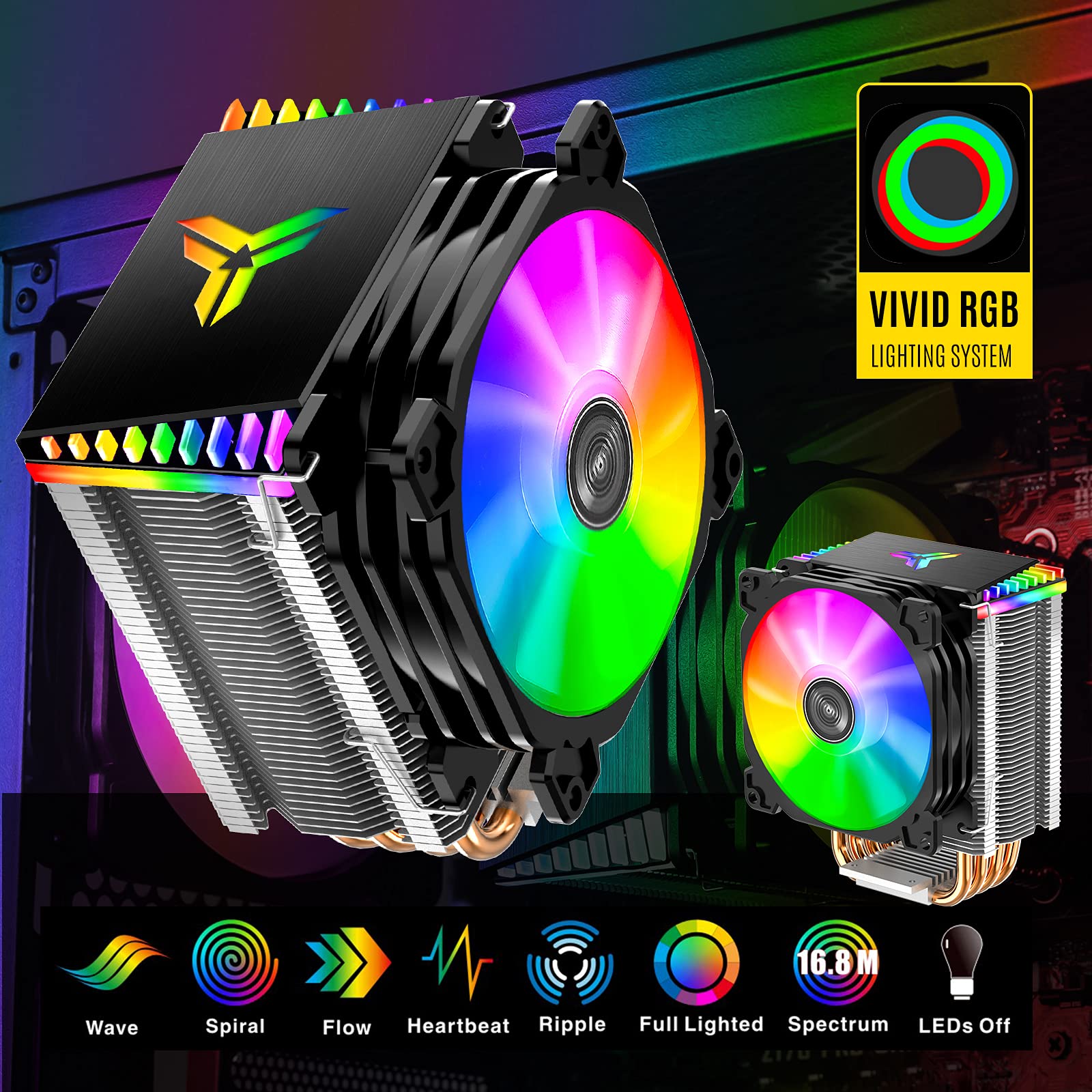 Verilux 2300 rpm RGB CPU Air Cooler with PWM 4 Pin,4 Copper Heat Conduction Pipes,92mm Cooler Fan for AMD Ryzen & Intel LGA 1700 115X Verilux 2300 rpm RGB CPU Air Cooler with PWM 4 Pin,4 Copper Heat Conduction Pipes,92mm Cooler Fan for AMD Ryzen & Intel LGA 1700 115X